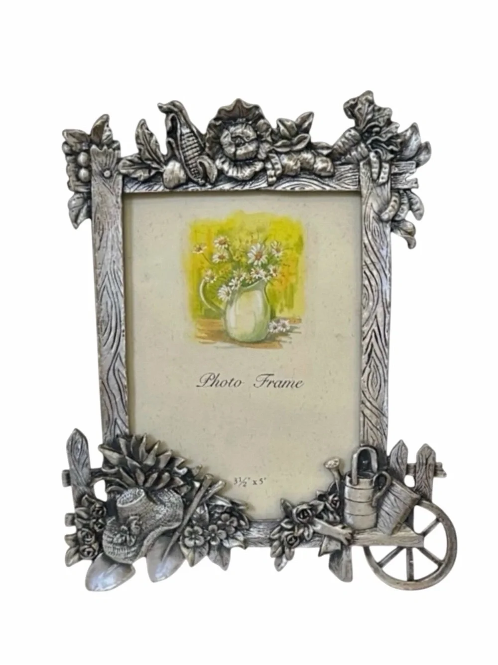 Sixtrees Silver Pewter Vintage Floral Country Garden Theme Picture Frame